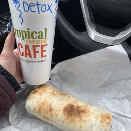 Jerk wrap and detox smoothie Jerk wrap and detox smoothie