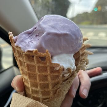 Chapel Chill - Gluten-free waffle cone and nondairy Pina Colada and Ube from Chapel Chill located Weaver Dairy Rd. Chapel Hill. - Ice Cream & Frozen Yogurt Near Me - Chapel Hill, North Carolina