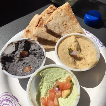 Panini Kabob Grill - Hummus trio - grand opening sample - Mediterranean Near Me - Irvine, California Panini Kabob Grill - Hummus trio - grand opening sample - Mediterranean Near Me - Irvine, California