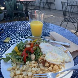 Avocado toast with a couple eggs over easy.  Yummmmy