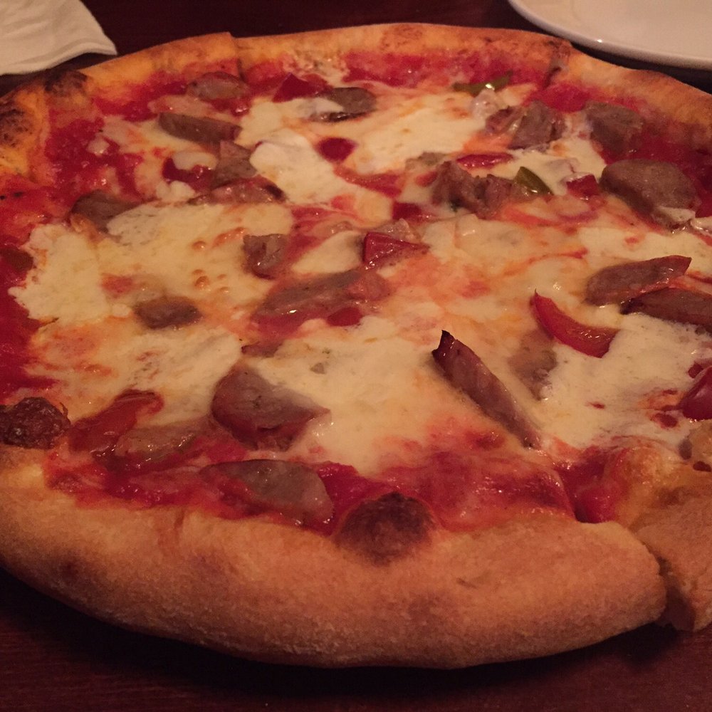 Margherita's - Sausage, hot pepper, mozzarella small pizza. Six slices is enough to share. - Pizza Near Me - Hoboken, New Jersey Margherita's - Sausage, hot pepper, mozzarella small pizza. Six slices is enough to share. - Pizza Near Me - Hoboken, New Jersey
