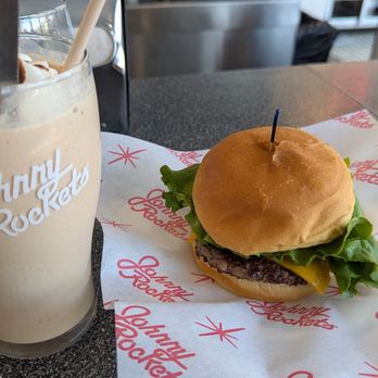 Johnny Rockets - Rocket single and chocolate shake - Diners Near Me - Anaheim, California
