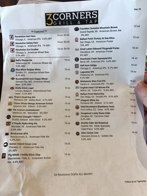 Menu photo 6 3 Corners Grill & Tap - Downers Grove Downers Grove, IL