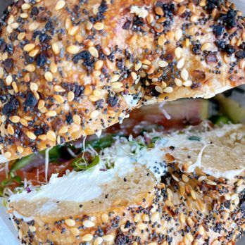 Hank's Bagels - #3 (Hank's Gravlax, scallion cream cheese, cappers, radish, pickled onion, salted cucumber, tomato, dill and sprouts) - Coffee & Tea Near Me - Burbank, California