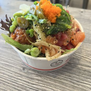 The Poke Co. - Huntington Beach - Large bowl - salmon, tuna, spicy tuna. - Poke Near Me - Huntington Beach, California The Poke Co. - Huntington Beach - Large bowl - salmon, tuna, spicy tuna. - Poke Near Me - Huntington Beach, California