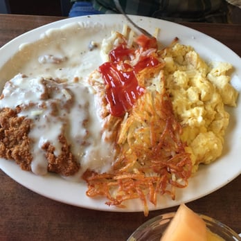 Rose's Cafe - Chicken fried steak with eggs and hash browns - Breakfast & Brunch Near Me - Healy, Alaska