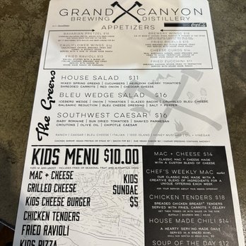 Grand Canyon Brewing & Distillery - Food menu - Brewpubs Near Me - Page, Arizona Grand Canyon Brewing & Distillery - Food menu - Brewpubs Near Me - Page, Arizona