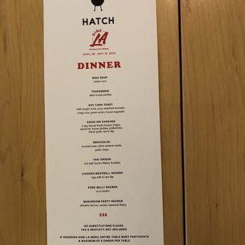 HATCH - Menu - Japanese Near Me - Los Angeles, California