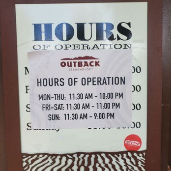 Outback Steakhouse - Hours of Operation. - Steakhouses Near Me - Vacaville, California Outback Steakhouse - Hours of Operation. - Steakhouses Near Me - Vacaville, California
