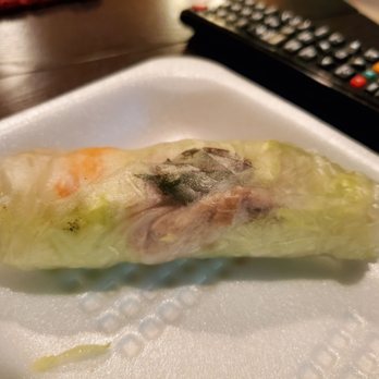 Huong Tra - A small dab of pork next to a bay leaf.  That's all the pork... - Vietnamese Near Me - Richmond, California