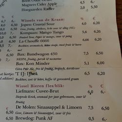 Belgisch Cafe de Pintelier - Part of the menu