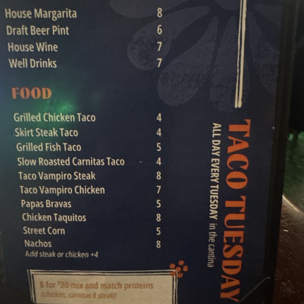 Happy hour menu