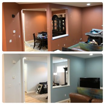 Bradley Paint Company - A before and after photo of our latest interior project! Contact us today to brighten up your home too! - Painters Near Me