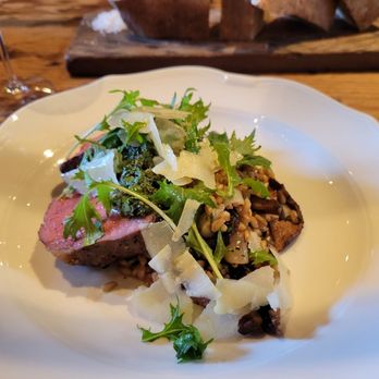 Cella Restaurant & Bar - New York Strip with "Farroto" - New American Near Me - Monterey, California Cella Restaurant & Bar - New York Strip with "Farroto" - New American Near Me - Monterey, California