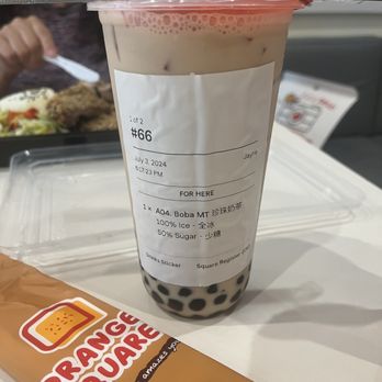 Orange Square - A04. Classic Milk Tea with Boba - Asian Fusion Near Me - Milpitas, California