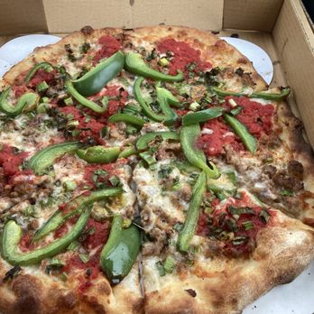 OTTO - Meatball, scallion and green pepper pizza. - Pizza Near Me - Sanford, Maine OTTO - Meatball, scallion and green pepper pizza. - Pizza Near Me - Sanford, Maine
