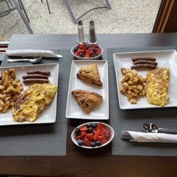 Delicious hot breakfast.