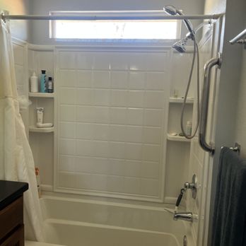 Icon Construction & Remodeling - My tub shower: it was nice but becoming increasingly dangerous for me, even with the safety bar. - General Contractors Near Me - Meridian, Idaho