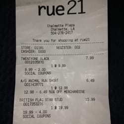 Rue 21 - Receipt