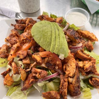 What A Chicken - Lots of chicken, red onions, tomatoes, avocado and cucumbers. - Mexican Near Me - Petaluma, California What A Chicken - Lots of chicken, red onions, tomatoes, avocado and cucumbers. - Mexican Near Me - Petaluma, California