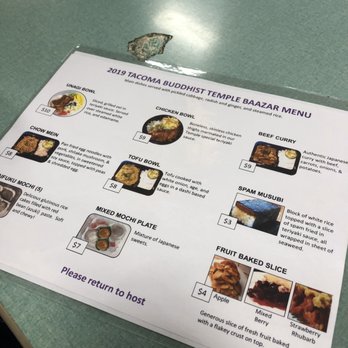 Tacoma Buddhist Temple - Menu at Cafeteria - Buddhist Temples Near Me - Tacoma, Washington Tacoma Buddhist Temple - Menu at Cafeteria - Buddhist Temples Near Me - Tacoma, Washington