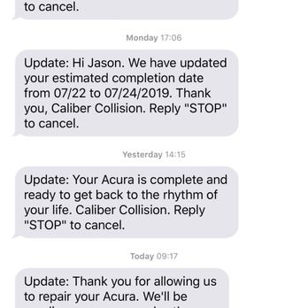 Caliber Collision - Caliber texts updates and completion estimates - Body Shops Near Me - San Jose, California Caliber Collision - Caliber texts updates and completion estimates - Body Shops Near Me - San Jose, California