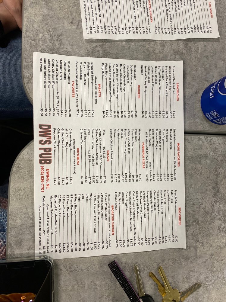 DW’S PUB Updated September 2024 111 Nebraska St, Ewing, Nebraska