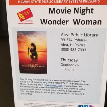 Hawaii State Public Library System - Aiea Library - Tonight movie night! - Libraries Near Me - Aiea, Hawaii