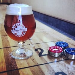 Our glassware and shuffleboard table.
