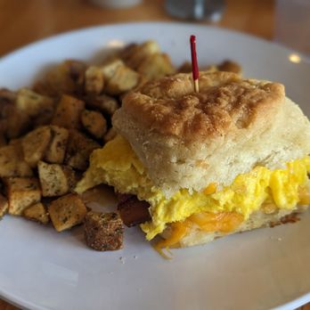Courageous Bakery & Cafe - Country breakfast sammie with housemade fries - Bakeries Near Me - Elmhurst, Illinois