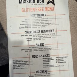 Gluten free menu