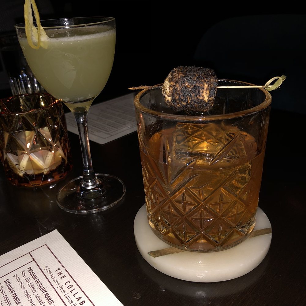 The Alderman - Mezcal cocktail on the left & whimsy old fashioned on the right - Cocktail Bars Near Me - Chicago, Illinois