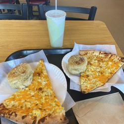 Mac and Cheese Pizza by the Slice and Garlic Knots
