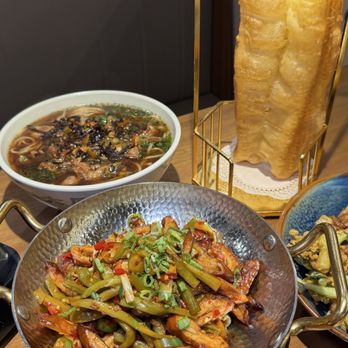 Chef Tian - Pork intestines dry pot / Hunan-style topped rice noodles / Giant youtiao 油條 - Chinese Near Me - Irvine, California Chef Tian - Pork intestines dry pot / Hunan-style topped rice noodles / Giant youtiao 油條 - Chinese Near Me - Irvine, California