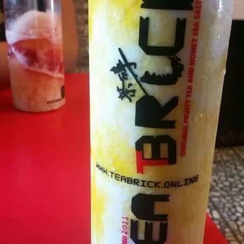 Tea Brick - Mango Snow Milk in the new cups/bottles. This is the default "non-reusable" one! - Tea Rooms Near Me - Monterey Park, California Tea Brick - Mango Snow Milk in the new cups/bottles. This is the default "non-reusable" one! - Tea Rooms Near Me - Monterey Park, California