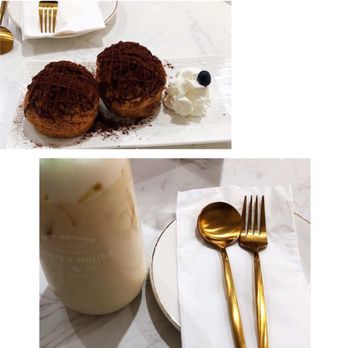 Sugar Miss Tea Cafe - Oreo Chocolate Puff & Milk Green Tea - Desserts Near Me - Brooklyn, New York Sugar Miss Tea Cafe - Oreo Chocolate Puff & Milk Green Tea - Desserts Near Me - Brooklyn, New York