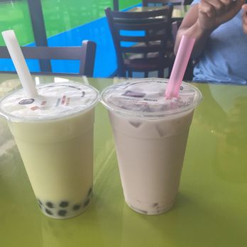 Aroma Corner - Honeydew with boba and Taro with lychee jelly - Coffee & Tea Near Me - Jacksonville, Florida