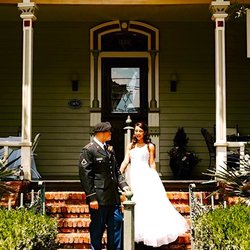 Rothschild-Pound House Inn - Newlyweds, front steps