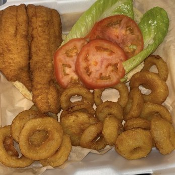 Backfins Crab House - Flounder Sandwich | Onion Rings - Seafood Near Me - Wake Forest, North Carolina Backfins Crab House - Flounder Sandwich | Onion Rings - Seafood Near Me - Wake Forest, North Carolina