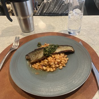 Fin & Fino - Trout with beans. Tasty. Portion size is definitely an issue - Seafood Near Me - Charlotte, North Carolina