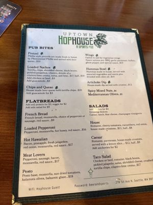 Menu photo 1 Uptown Hophouse Seattle, WA Menu photo 1 Uptown Hophouse Seattle, WA