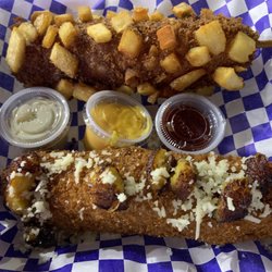 Crispy Streets - Couch potato half and half, Cuban guy corndog