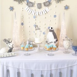 SugarPartiesLA - Winter themed baby shower candy table "Baby it's cold outside" contact us now for your next event