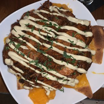 Bistro 7 - Top shot of the nachos lots of pork - New American Near Me - Reno, Nevada Bistro 7 - Top shot of the nachos lots of pork - New American Near Me - Reno, Nevada