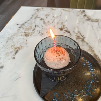 Tamasha - Guava sorbet and a 1 year anniversary candle.... - Indian Near Me - Raleigh, North Carolina