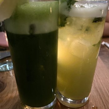 Little Beet Table - Yummy mock tails! One has kale in it (darker green) the lighter one is a kombucha drink! - New American Near Me - New York, New York Little Beet Table - Yummy mock tails! One has kale in it (darker green) the lighter one is a kombucha drink! - New American Near Me - New York, New York