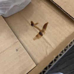 Moy Kong Express - That's the box she gave me to take the stuff in, that's not soy sauce (which I thought I spilled) it straight up was like penicillin!!!