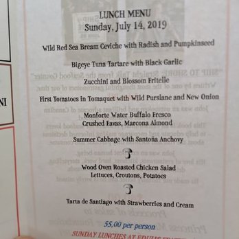 Edulis - Lunch Menu - Sunday, July 14 2019 - Spanish Near Me - Toronto, Ontario Edulis - Lunch Menu - Sunday, July 14 2019 - Spanish Near Me - Toronto, Ontario