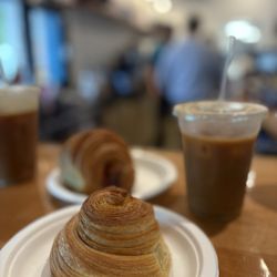 Teal House Coffee And Bakery - Croissants and coffee at the bar