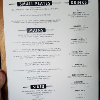 The Ice Plant - Brunch menu - Cocktail Bars Near Me - St. Augustine, Florida